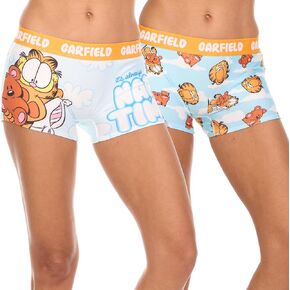Garfield Women's Boy Shorts with Elastic Waistband and Cotton Lined Crotch/Boxer Briefs - 2 Pack
