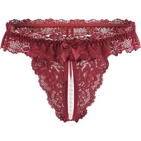 Avidlove Women's Panties G-String Panty Low Waist Thongs with Pearls Ball