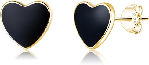 SLUYNZ Solid 925 Sterling Silver Black Heart Earrings Studs for Women Teens 8MM Heart Studs Earrings in Kuwait