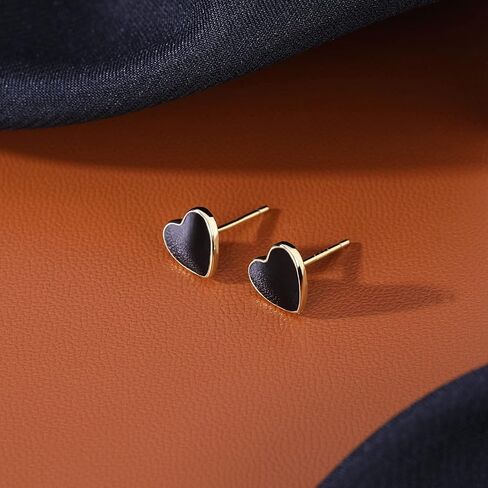 SLUYNZ Solid 925 Sterling Silver Black Heart Earrings Studs for Women Teens 8MM Heart Studs Earrings in Kuwait