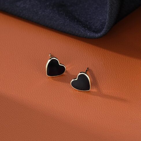 SLUYNZ Solid 925 Sterling Silver Black Heart Earrings Studs for Women Teens 8MM Heart Studs Earrings in Kuwait