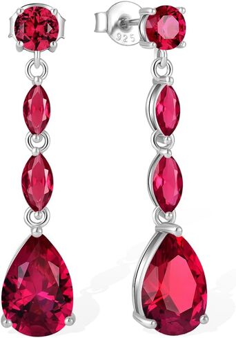 Teardrop Long Dangle Earrings for Women 925 Sterling Silver Cut Cubic Zirconia Birthstone Drop Earrings for Her on Birthday Valentine'S Day in Saudi Arabia