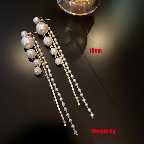 Pearl Earrings for Women Sparkle Rhinestone Pearl drop Earrings Pearl Tassel Earrings Dainty Freshwater Pearl Dangle Earring Pearl Earrings Bridal Wedding Birthday Christmas Jewelry in Kuwait