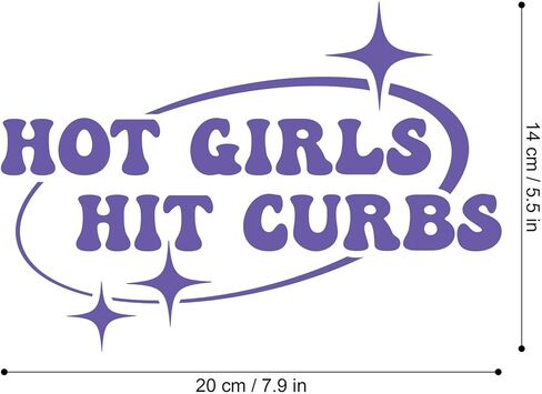 ملصق سيارة Hot Girls Hit Curbs، ملصقات ممتصة للصدمات، ملصقات مقاومة للماء من الفينيل للسيارات، شارات سيارة وردية، ملصق لشاحنة السيارة، مقاس 7.87 × 5.5 بوصة، شارات نقل للسيارات والشاحنات (أرجواني) in Kuwait