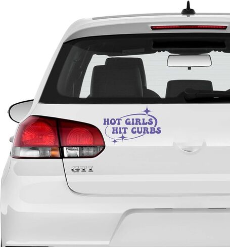 ملصق سيارة Hot Girls Hit Curbs، ملصقات ممتصة للصدمات، ملصقات مقاومة للماء من الفينيل للسيارات، شارات سيارة وردية، ملصق لشاحنة السيارة، مقاس 7.87 × 5.5 بوصة، شارات نقل للسيارات والشاحنات (أرجواني) in Kuwait