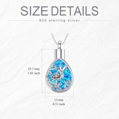 Personalized Hummingbird Urn Necklace 925 Sterling Silver Rose Cremation Necklace for Ashes Keepsake Memorial Pendant Necklace Jewelry Gifts for Women in Kuwait
