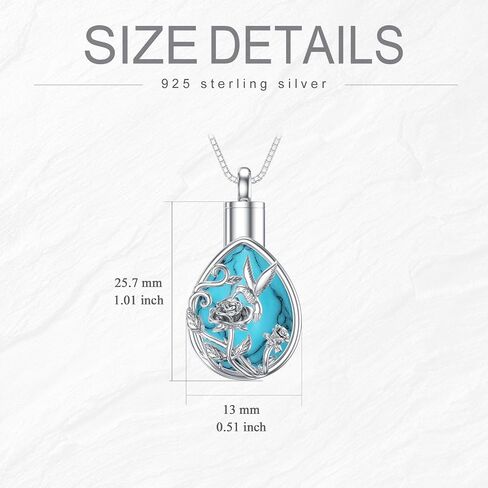 Personalized Hummingbird Urn Necklace 925 Sterling Silver Rose Cremation Necklace for Ashes Keepsake Memorial Pendant Necklace Jewelry Gifts for Women in Kuwait