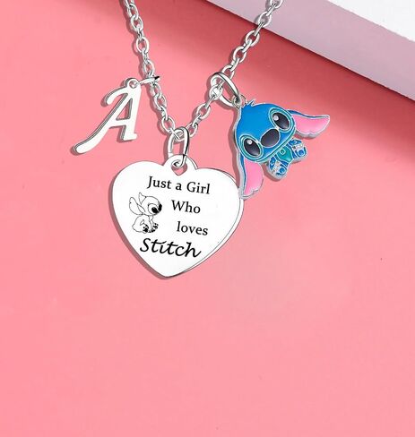 Nzztont Stitch Necklace with Initial Letter Stitch Necklace Gifts Stitch Lover Gifts Stitch Birthday Gifts Stitch Gifts for Sister Daughter Granddaughter Best Friends Women in Saudi Arabia