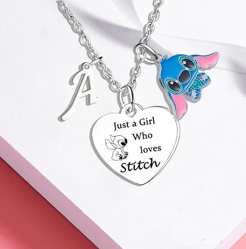 Nzztont Stitch Necklace with Initial Letter Stitch Necklace Gifts Stitch Lover Gifts Stitch Birthday Gifts Stitch Gifts for Sister Daughter Granddaughter Best Friends Women in Saudi Arabia