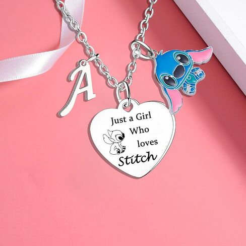 Nzztont Stitch Necklace with Initial Letter Stitch Necklace Gifts Stitch Lover Gifts Stitch Birthday Gifts Stitch Gifts for Sister Daughter Granddaughter Best Friends Women in Saudi Arabia