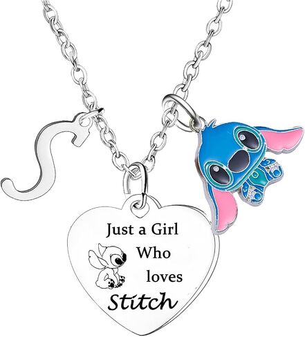 Nzztont Stitch Necklace with Initial Letter Stitch Necklace Gifts Stitch Lover Gifts Stitch Birthday Gifts Stitch Gifts for Sister Daughter Granddaughter Best Friends Women in Saudi Arabia