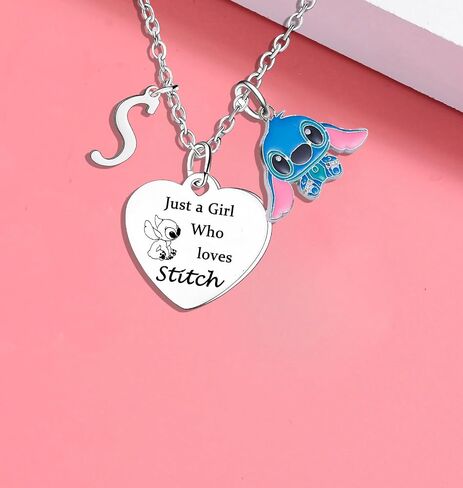 Nzztont Stitch Necklace with Initial Letter Stitch Necklace Gifts Stitch Lover Gifts Stitch Birthday Gifts Stitch Gifts for Sister Daughter Granddaughter Best Friends Women in Saudi Arabia