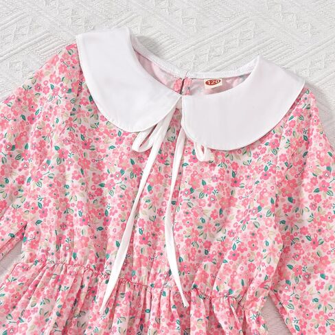 Girls Colonial Halloween Dress Floral Prairie Pioneer Long Sleeve Dresses with Hat Apron 1800s Pilgrim Dress in Saudi Arabia