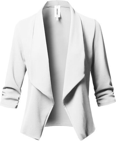 Women's Stretch 3/4 Gathered Sleeve Open Blazer Jacket in Saudi Arabia