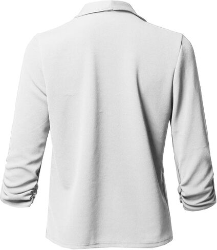 Women's Stretch 3/4 Gathered Sleeve Open Blazer Jacket in Saudi Arabia