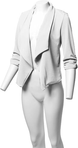 Women's Stretch 3/4 Gathered Sleeve Open Blazer Jacket in Saudi Arabia