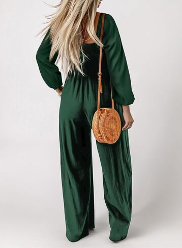 Happy Sailed Womens Loose Casual Jumpsuits Overalls One Piece Long Sleeve Wide Leg Long Pant Rompers with Pockets in Saudi Arabia