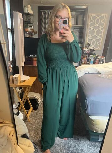 Happy Sailed Womens Loose Casual Jumpsuits Overalls One Piece Long Sleeve Wide Leg Long Pant Rompers with Pockets in Saudi Arabia
