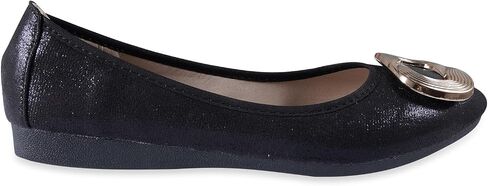 Women's Flats, Foldable Ballet Flats for Women, Fashion Buckle Pionted Toe Comfort Light Weight Slip-On Dress Shoes in Kuwait