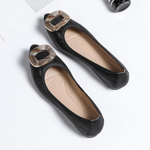 Women's Flats, Foldable Ballet Flats for Women, Fashion Buckle Pionted Toe Comfort Light Weight Slip-On Dress Shoes in Kuwait