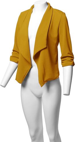 Women's Stretch 3/4 Gathered Sleeve Open Blazer Jacket in Kuwait