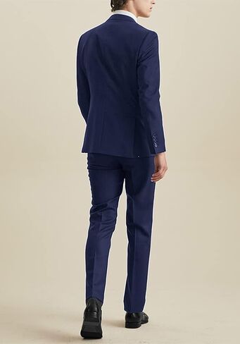 Men's 3 Piece Slim Fit Suit Set, Two Button Blazer Solid Jacket Vest Pants Wedding Business Suit in Kuwait
