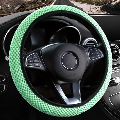 Elastic Stretch Steering Wheel Cover,Warm in Winter and Cool in Summer, Universal 15 inch, Microfiber Breathable Ice Silk, Anti-Slip, Odorless, Easy Carry (Black) in Saudi Arabia