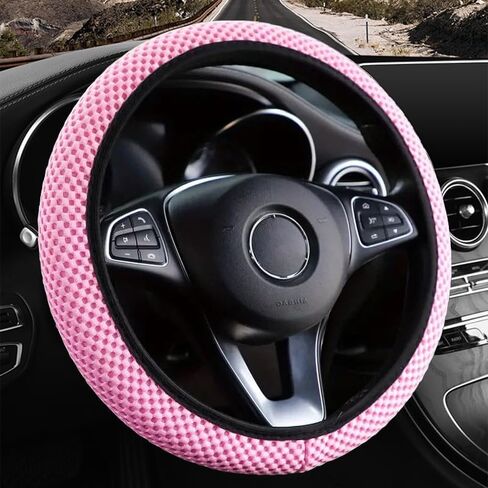 Elastic Stretch Steering Wheel Cover,Warm in Winter and Cool in Summer, Universal 15 inch, Microfiber Breathable Ice Silk, Anti-Slip, Odorless, Easy Carry (Black) in Saudi Arabia