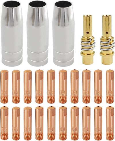 MIG Welder MB15 AK MIG Welding Gun Accessory Kit 14PCS Contact Tip 0.024'' 0.6MM, 0.032" 0.8MM, 0.039" 1.0MM M6 Tips Holder Difuser Gas Nozzles Welder Replacement Parts for MIG Welding Torch in Saudi Arabia