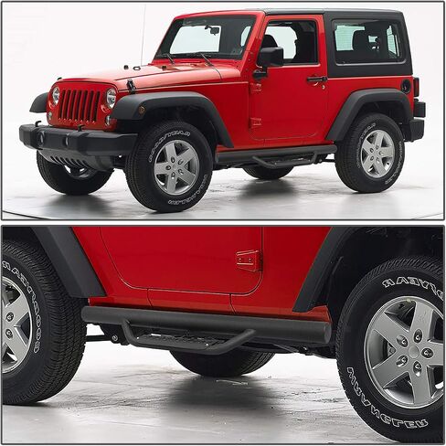 DNA MOTORING STEPB-ZTL-8232 3 Inches Powder Coated Side Step Nerf Bar Running Boards Compatible with 07-17 Jeep Wrangler 2-Dr / 18 Wrangler JK 2-Dr in Saudi Arabia
