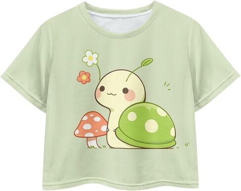 Girls Fashion Crewneck Tee Shirts Casual Short Sleeve Crop Top Summer Outfits 5-14 Year in Kuwait