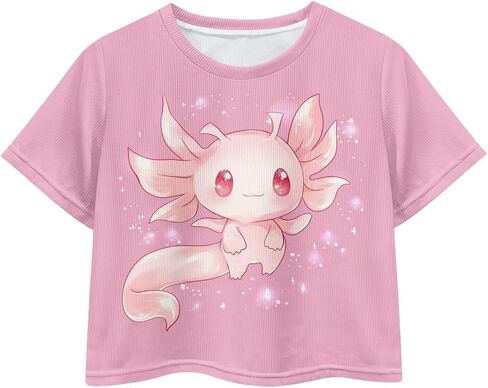Girls Fashion Crewneck Tee Shirts Casual Short Sleeve Crop Top Summer Outfits 5-14 Year in Kuwait