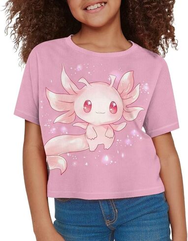 Girls Fashion Crewneck Tee Shirts Casual Short Sleeve Crop Top Summer Outfits 5-14 Year in Kuwait