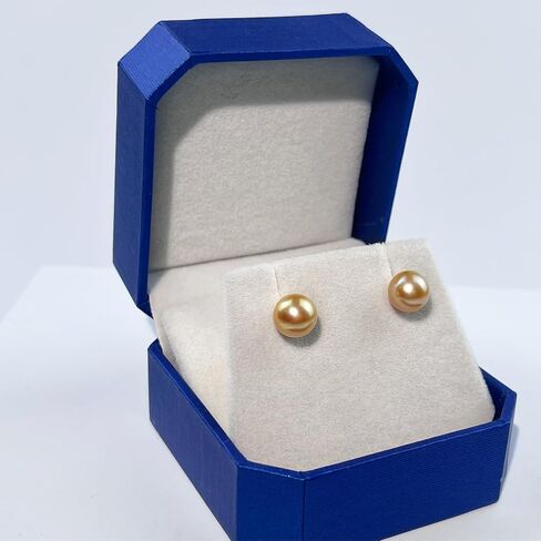 Round Akoya Pearl Stud Earrings in Cultured Blue/Golden/Grey Pearls with 925 Sterling Silver, Hypoallergenic - Luxurious Jewelry Gift for Women on Anniversary, Birthday, Mother's Day in Kuwait