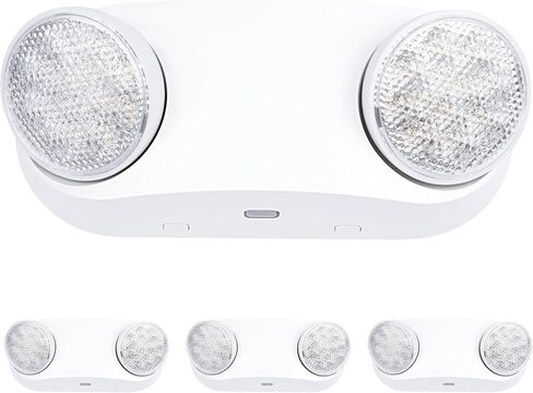 GRUENLICH LED Emergency Light with Battery Backup, Two Bug Eye Heads Adjustable Emergency Lighting, US Standard, AC 120-277V, Hardwired Commercial Emergency Light Fixtures for Business, 4-Pack in Saudi Arabia