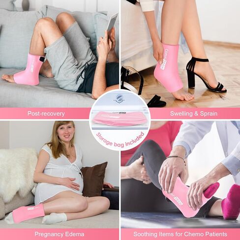 Comfitech Ankle Ice Pack Wrap for Swelling, Reusable Gel Heel Ice Pack with Large Opening for Foot Ankle Sprain, Plantar Fasciitis, Pink, Large in Saudi Arabia