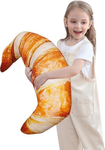 Wepop 28 in Croissant Pillow Giant Bread Loaf Gaming Pillow, Cute Lumbar Baguette Back Cushion Funny Food Plush Toy for Kids in Kuwait