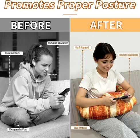 Wepop 28 in Croissant Pillow Giant Bread Loaf Gaming Pillow, Cute Lumbar Baguette Back Cushion Funny Food Plush Toy for Kids in Kuwait