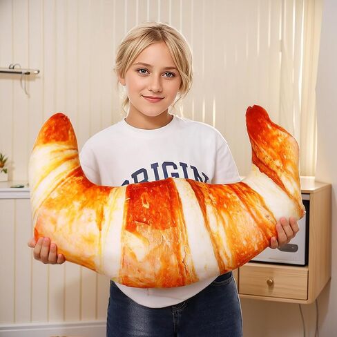 Wepop 28 in Croissant Pillow Giant Bread Loaf Gaming Pillow, Cute Lumbar Baguette Back Cushion Funny Food Plush Toy for Kids in Kuwait