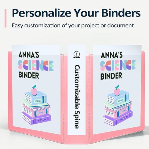Sooez BinderX Extra Durable 3 Inch 3 Ring Binder, D-Ring Large Binder, Holds 670 Sheets of 8.5x11 Paper, Customizable View Cover with Inside Pocket, Heavy Duty 3 Ring Binder for School, Pink in Saudi Arabia