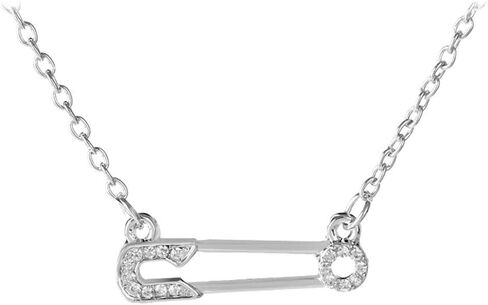 Safety Pin Necklace Crystal Paperclip Safety Pin Pendant Choker Necklace for Women Fashion Jewelry Gift in Kuwait