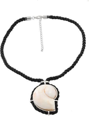 Conch Mermaid Sea Shell Choker Necklace with Black Rope Chain for Women Men Unisex,Summer Hawaiian Beachy Fashion Necklace Statement Vacation Necklace Boho Seashell Dainty Jewelry in Kuwait