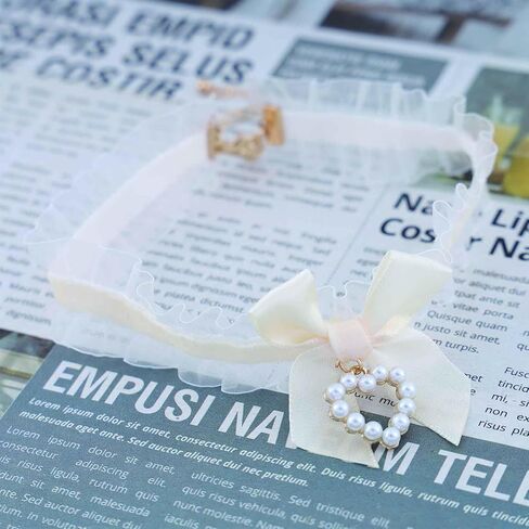 Vintage White Lace Choker Necklace Pearl Heart Pendant Necklace Gothic Lace Bow Collar Necklace Lolita Bowknot Lace Necklace Jewelry for Women in Kuwait