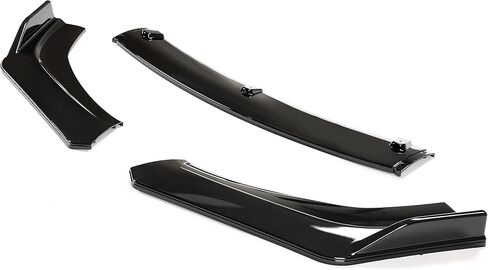 حافة ممتصة للصدمات الأمامية من Kojem متوافقة مع 2016-2021 Honda Civic V Style Spoiler Splitter أسود لامع 3 قطع in Kuwait