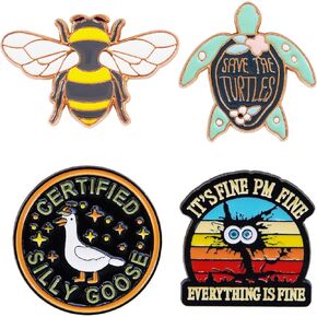 4PCS Funny Enamel Pins Cute Pins Set for Backpack Hat bags Coat Jacket, Unique Novelty button pins Bulk Are a Women and Men Fashion Jewelry Accessories