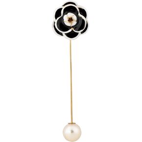 دبوس طية صدر السترة من المعدن باللونين الأسود والأبيض مع لمسة لؤلؤية للرجال والنساء من Knighthood - إكسسوار أنيق للبدلات والسترات والسترات in Kuwait