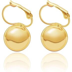 14K Gold Plated Ball Drop Earrings, White Gold Plated Ball Earrings for Women, Hypoallergenic Leverback Earrings, Gifts by Febsky