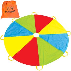 Play Platoon Rainbow Parachute Toy for Kids, 24 ft Play Parachute Game for Kids with 16 Handles, Parachute for Kids, PE Equipment for Elementary School Gym Class, Backyard/Indoor Play Equipment