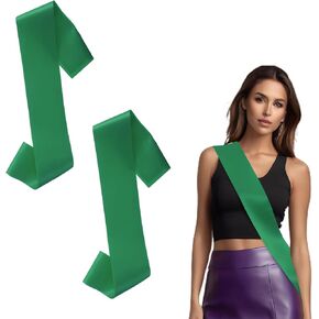 2 Pack Green Sashes for Pageants Blank Satin Sashe Pageant Sashes Beauty Sashes Blank Green Sashes to Decorate Sashes, DIY Sash Plain Green Sash for Wedding Bridal Shower Birthday Party Decorations