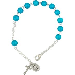 One Decade Rosary Bracelet with Clasp and Pearlized Beads (Ocean Blue)